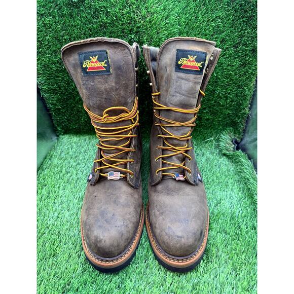 Thorogood Logger 804-3555 Combat Boot Man\'s 9 Brown Leather Workware Steel Toe main image 5